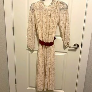 Zara midi georgette dress with belt, size -Small